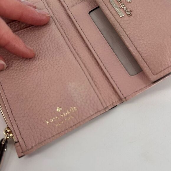 Kate Spade Blush Pink Neutral Leather Tri-Fold Wallet - Picture 7 of 13